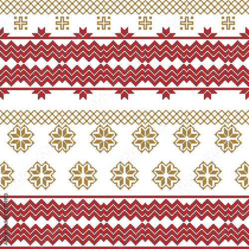scheme for embroidery Nordic style, made of round pixels. Vector illustration.