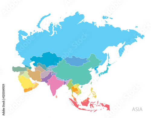 Fototapeta Naklejka Na Ścianę i Meble -  Map of Asia continent