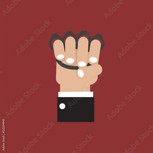 Knuckle Duster In Hand Graphic Vector Illustration