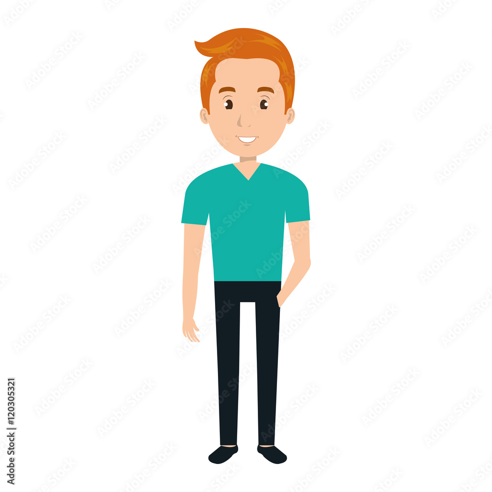 avatar man smiling cartoon wearing casual clothes. vector illustration