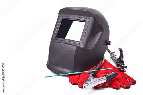 Protective masks and welder's gloves