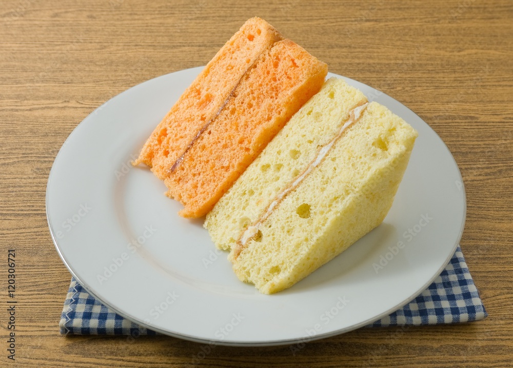 Vanilla and Orange Chiffon Cake on A Dish Vanilla and Orange Chiffon Cake on A Dish