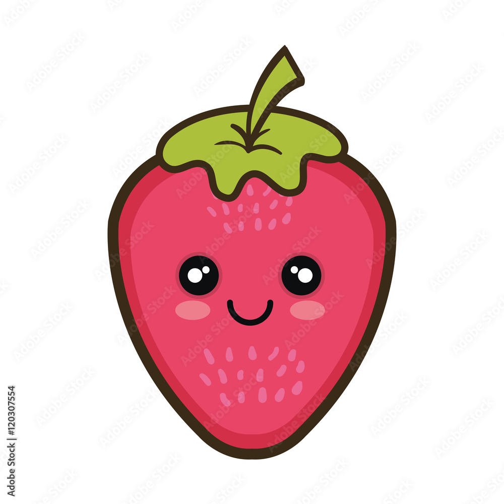 strawberry fruit food. kawaii cartoon with happy expression face. strawberry fruit food. kawaii cartoon with happy expression face.