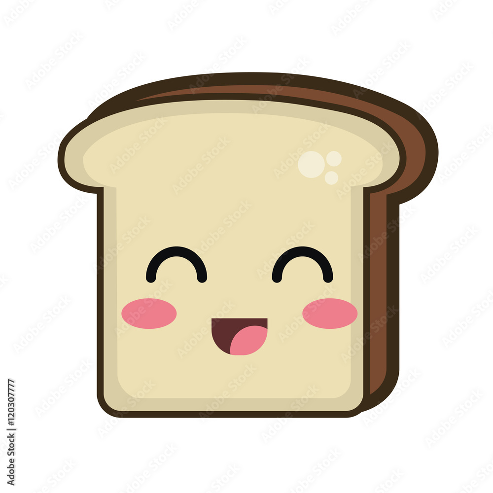 bread slice. kawaii cartoon with happy expression face. vector illustration bread slice. kawaii cartoon with happy expression face. vector illustration