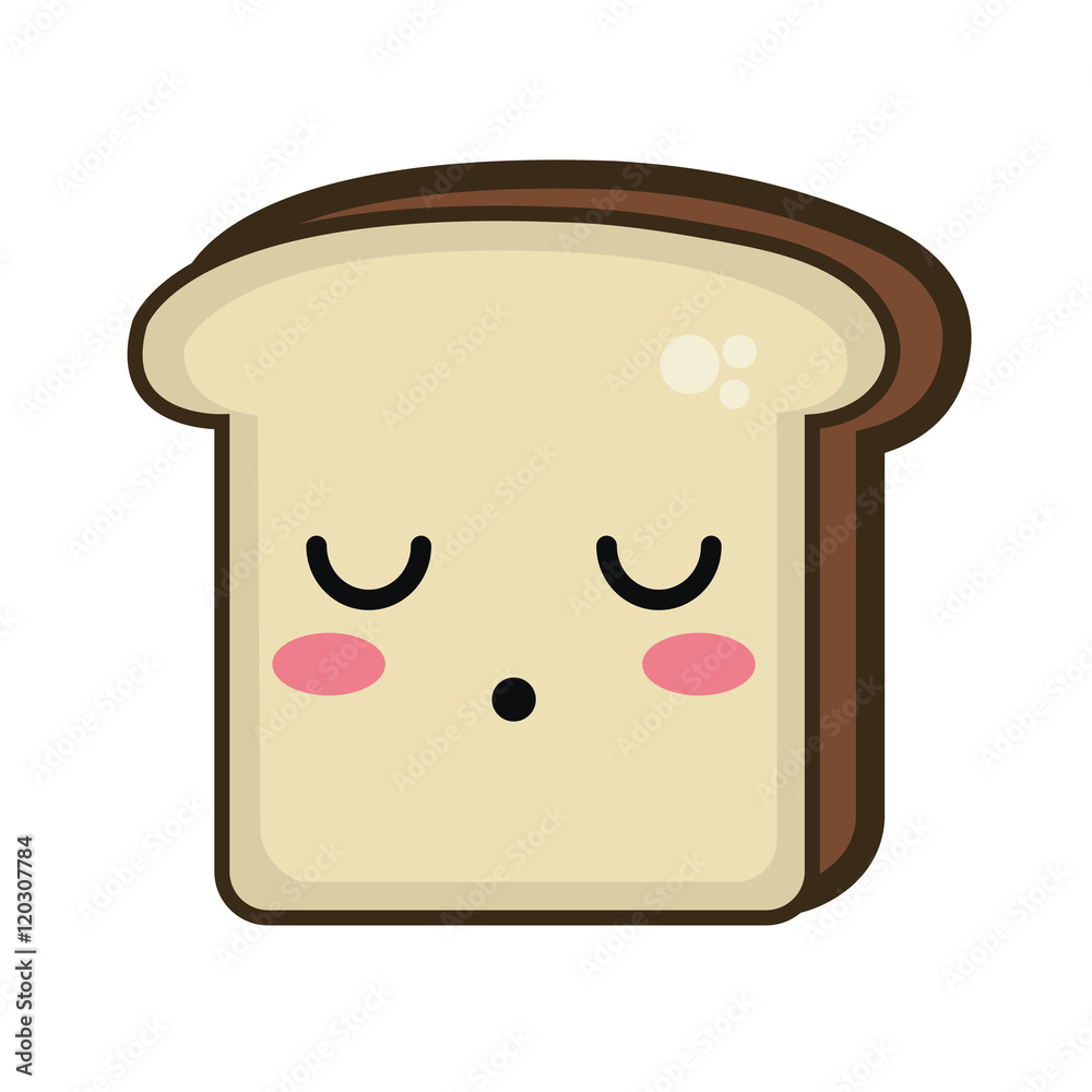 bread slice. kawaii cartoon with happy expression face. vector illustration bread slice. kawaii cartoon with happy expression face. vector illustration