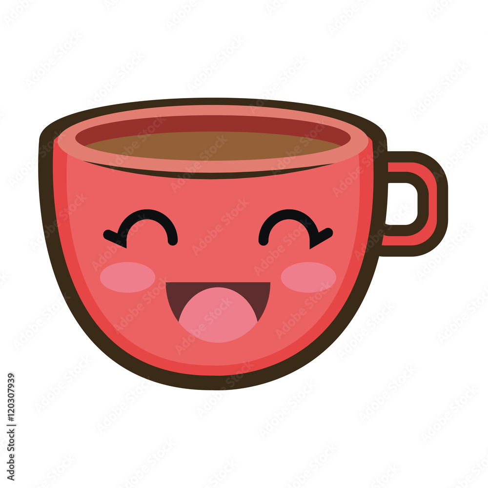 coffee cup. kawaii cartoon with happy expression face. vector illustration coffee cup. kawaii cartoon with happy expression face. vector illustration