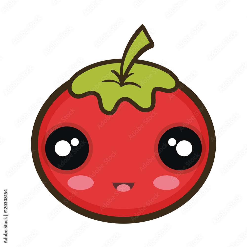 Fototapeta premium red tomato vegetable food. kawaii cartoon with happy expression face.