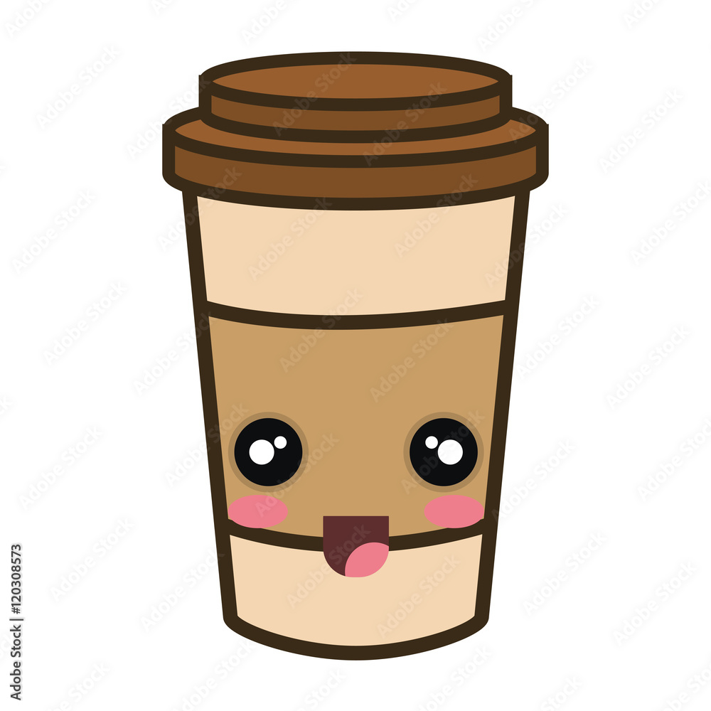 coffee portable cup. kawaii cartoon with happy expression face. vector illustration coffee portable cup. kawaii cartoon with happy expression face. vector illustration