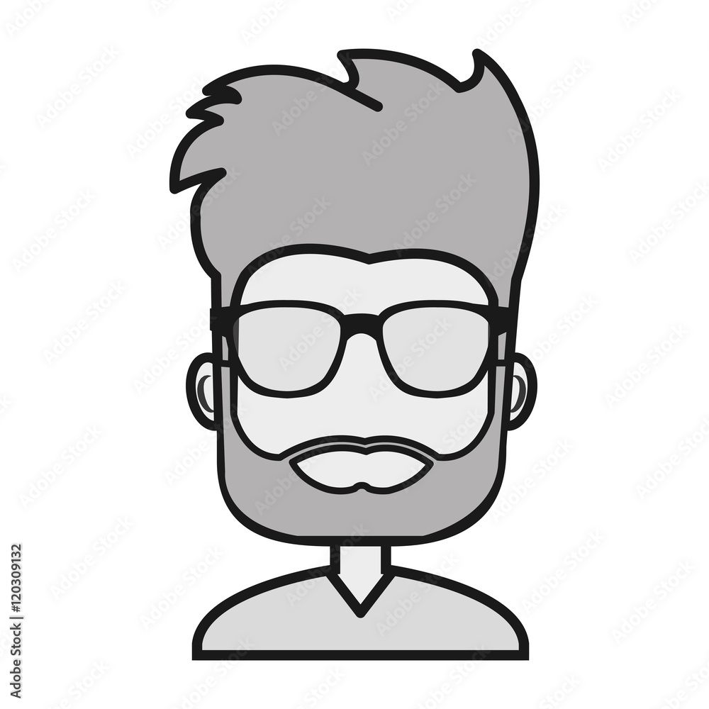 avatar face man silhouette male person wearing glasses. vector illustration