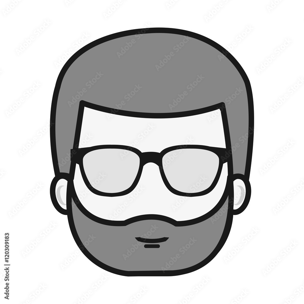 avatar face man silhouette male person wearing glasses. vector illustration
