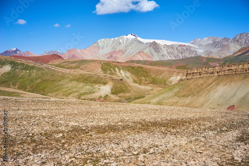 Colored mountains in Kichik-Alai valley in Kyrgyzstan