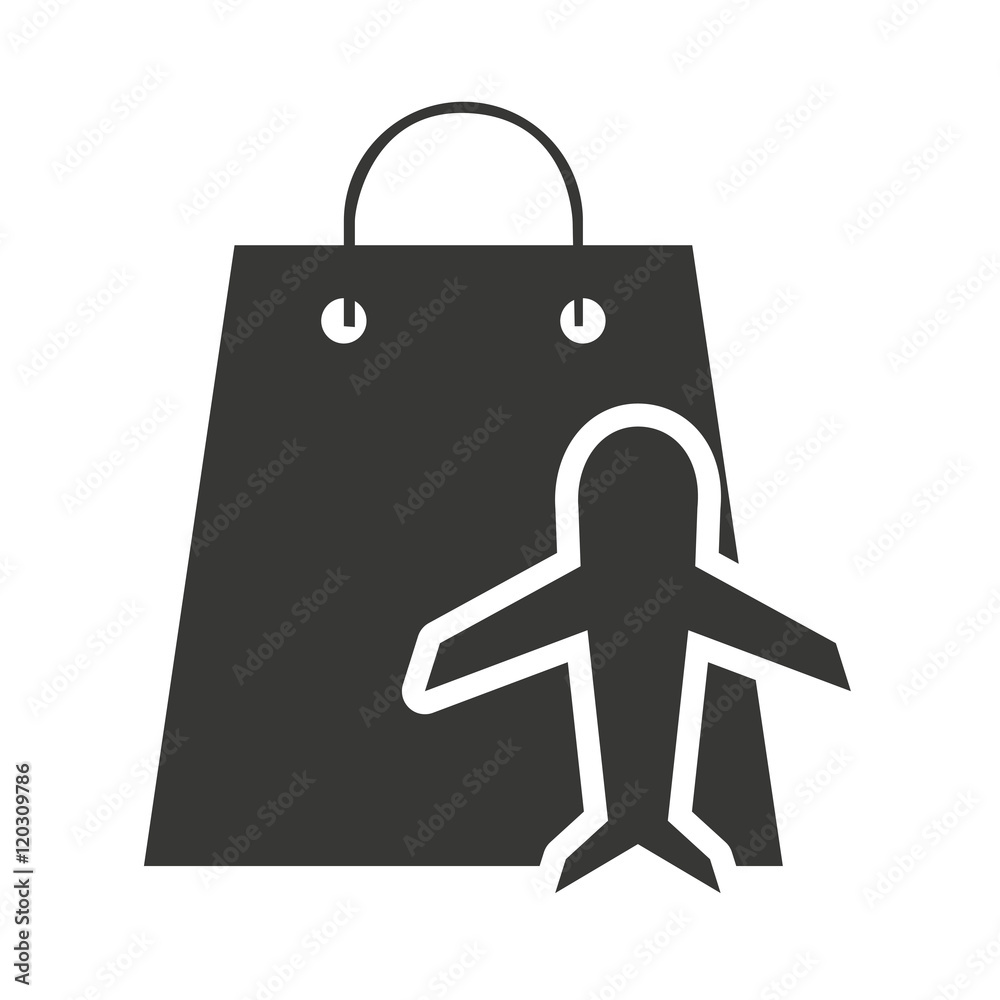 shopping bag with commercial isolated icon vector illustration design