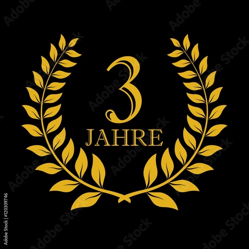 Lorbeerkranz. Gold. 3 jahr. Schwarzem hintergrund