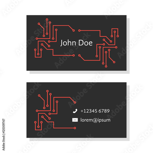 black business card with pcb elements