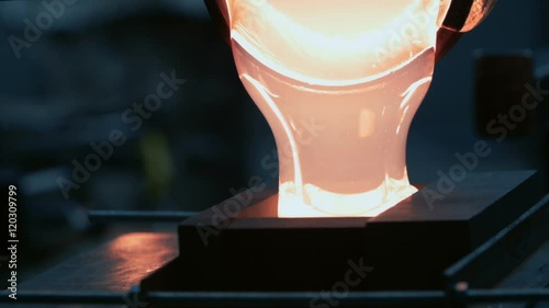 Blowing Glass - Glass casting into a graphite mold