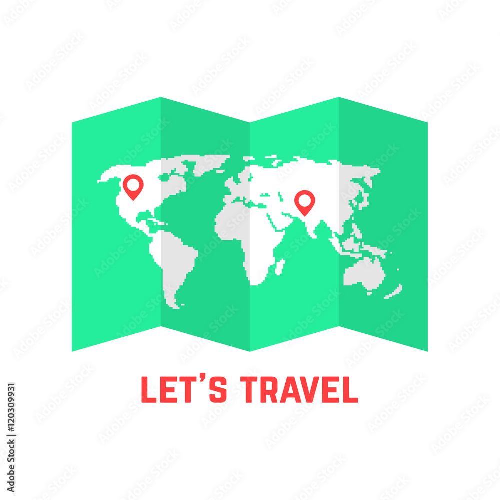 Naklejka premium green road map with world image