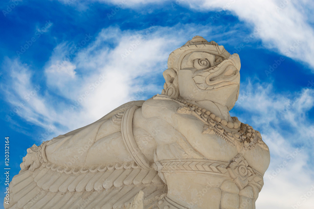 Garuda statue in public temple of Thailand