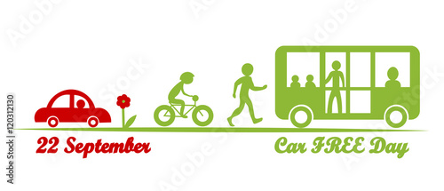 Car free day, September 22. Red and green color. Vector Illustration.