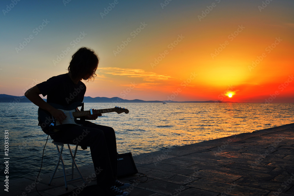 Obraz premium Sunset at Adriatic sea (Zadar - Croatia)