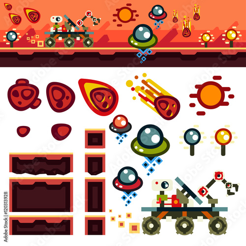 Red planet flat game level kit