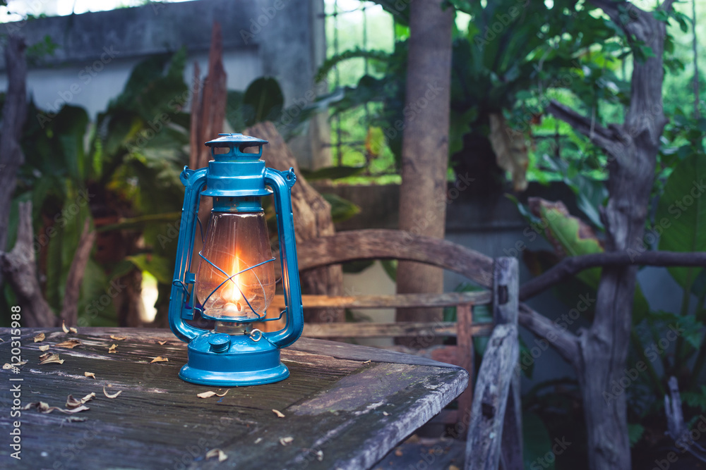vintage lantern in the garden