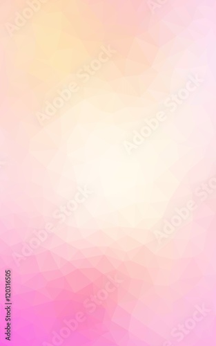 Light pink-yellow polygonal design pattern,which consist of triangles and gradient in origami style