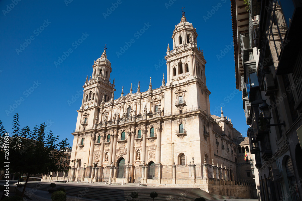 facade of Cathedral in Jaen city
