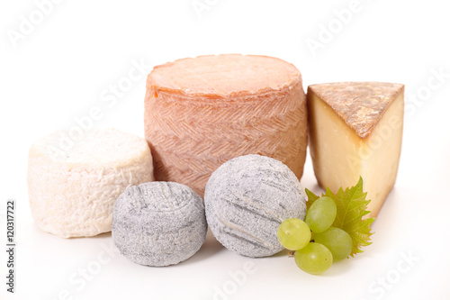 assorted cheese on white background