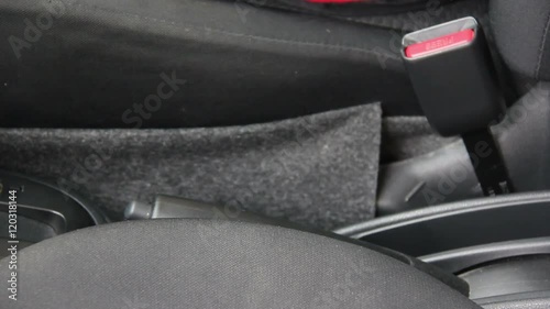 Hands Push Handbrake Of A Car Footage