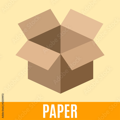 Organic waste flat icon with paper packing box and text