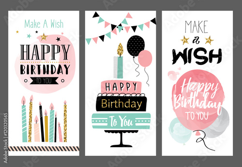 Set of birthday greeting cards design