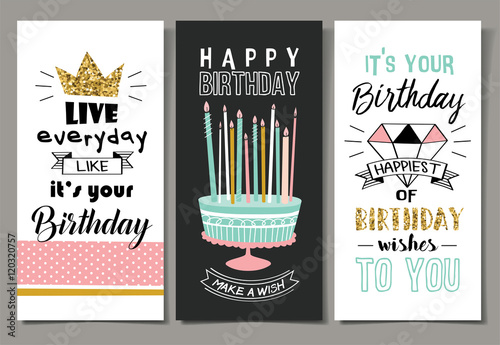 Set of birthday greeting cards design