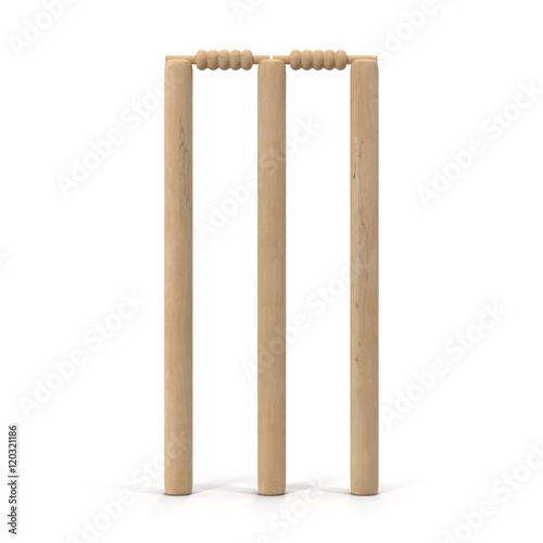 Cricet wickets 3D illustration isolated on white
