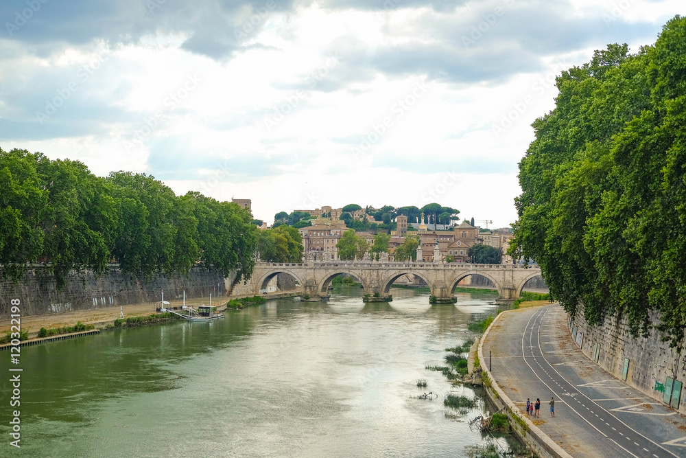 Roma, Italy - August, 7, 2016: Bridge from Tiber in Roma, Italy