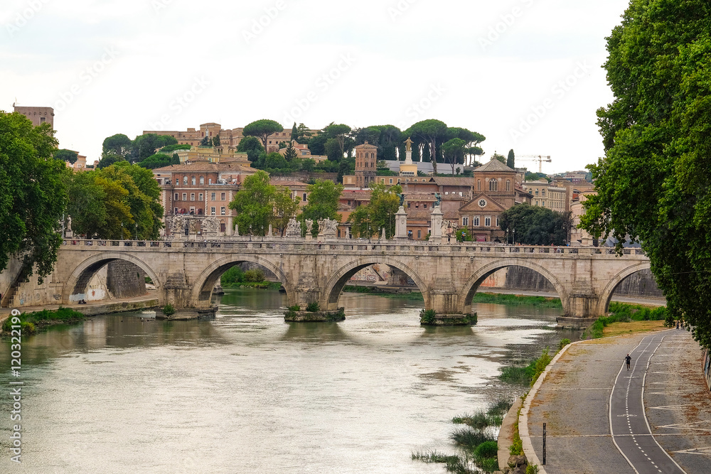 Roma, Italy - August, 7, 2016: Bridge from Tiber in Roma, Italy