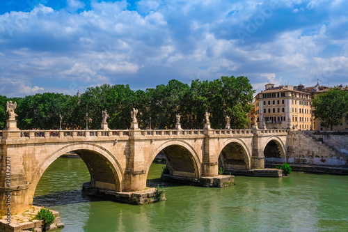 Roma, Italy - August, 7, 2016: Bridge Ponte, Sant'Angelo from Tiber in Roma, Italy © Dmitry Vereshchagin
