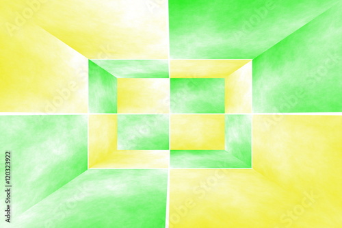 Illustration of a yellow and green 3d box