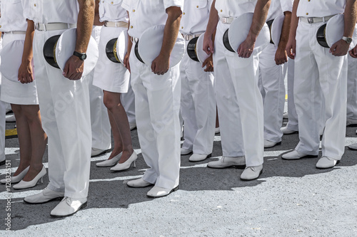 Fototapet Navy personnel in formation
