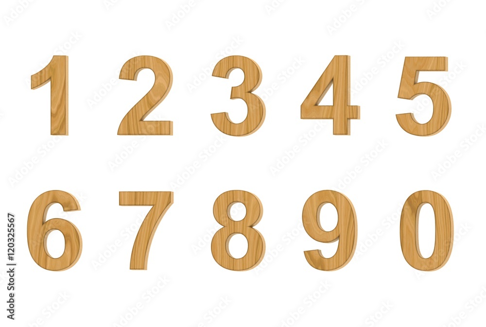 3D illustration of Digits one to nine 3D illustration of Digits one to nine