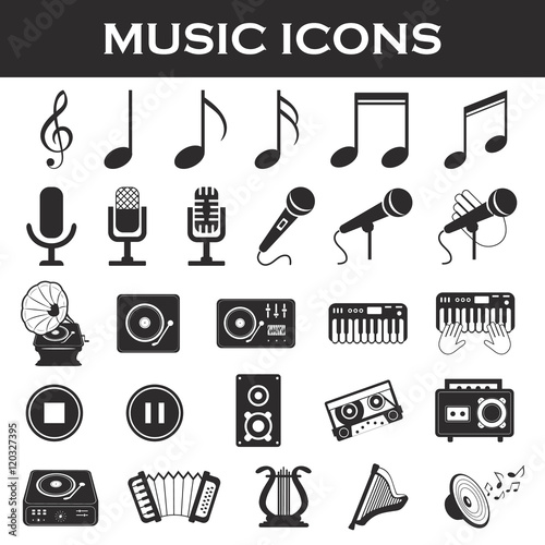 musical instruments icon set