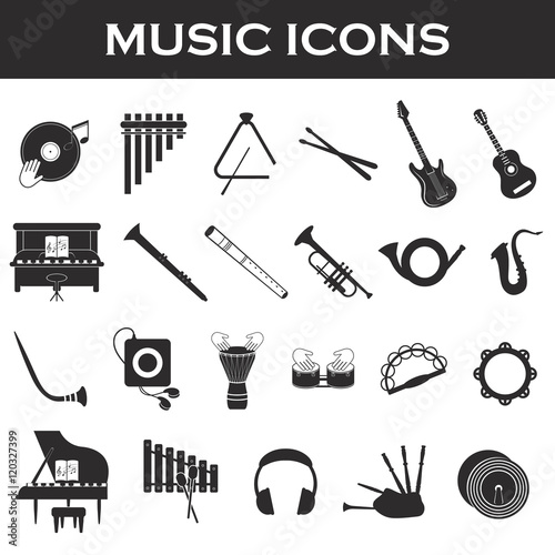 musical instruments icon set