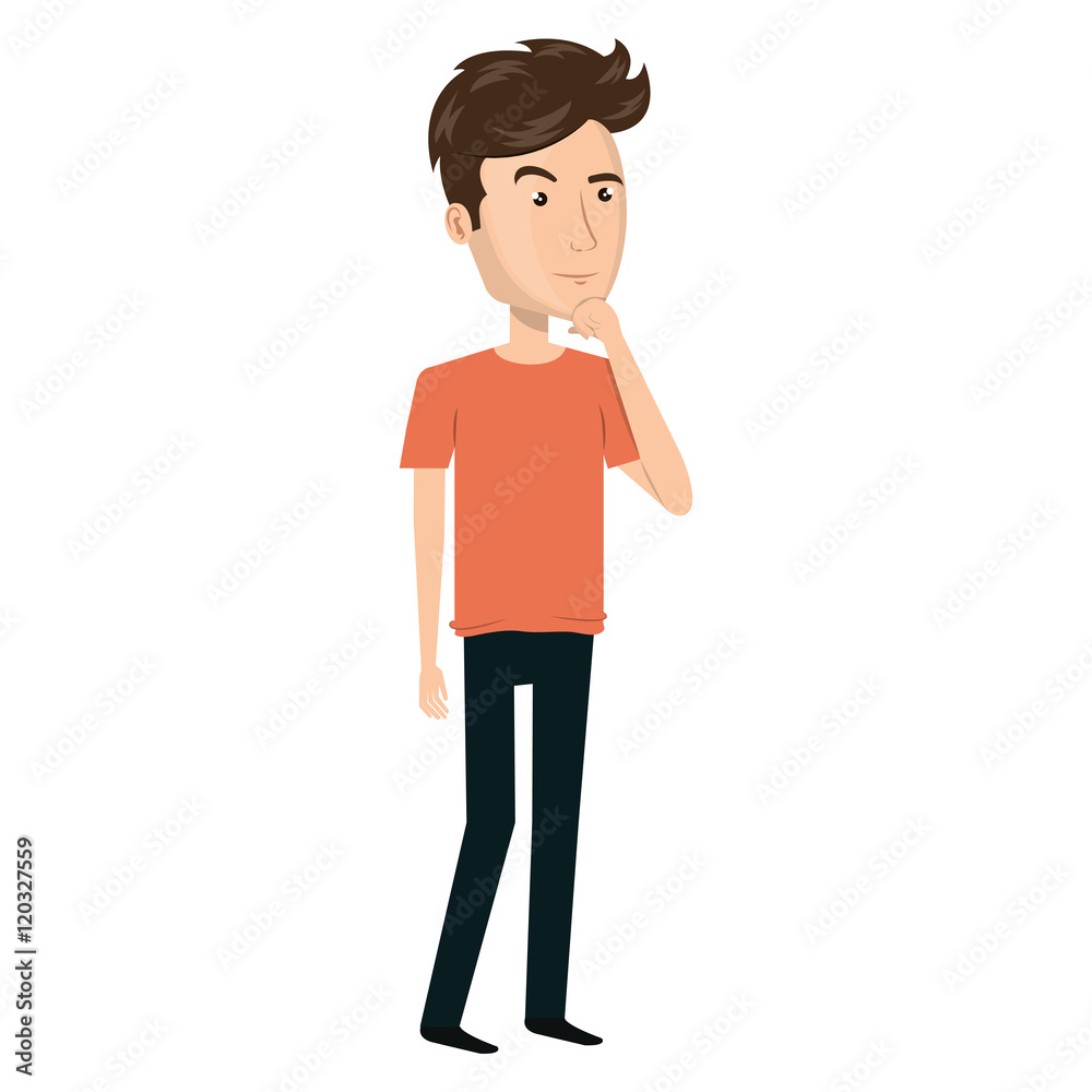 avatar man thinking and wearing casual clothes cartoon. vector illustration  Stock Vector | Adobe Stock