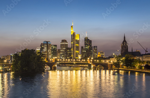 Skyline of Frankfurt  Germany by night  the financial center of