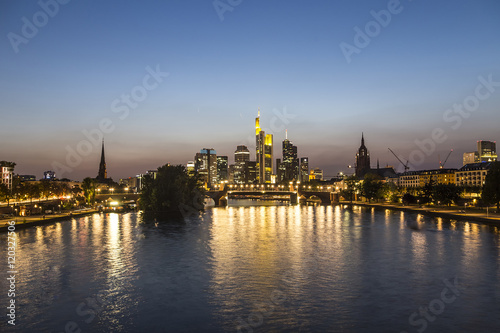 Skyline of Frankfurt, Germany by night, the financial center of