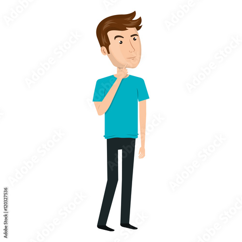 avatar man thinking and wearing casual clothes cartoon. vector illustration