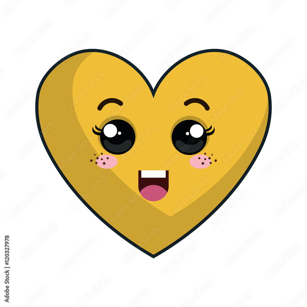 kawaii cartoon cute heart shape with happy face. vector illustration kawaii cartoon cute heart shape with happy face. vector illustration