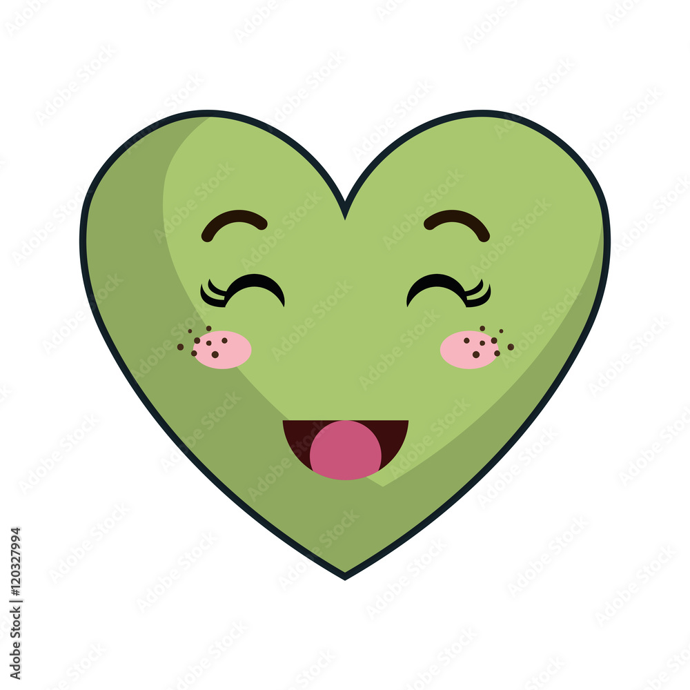 kawaii cartoon cute heart shape with happy face. vector illustration kawaii cartoon cute heart shape with happy face. vector illustration