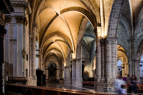 VALENCIA, SPAIN - AUGUST 6,2016: Alight vault of the Cathedral photo