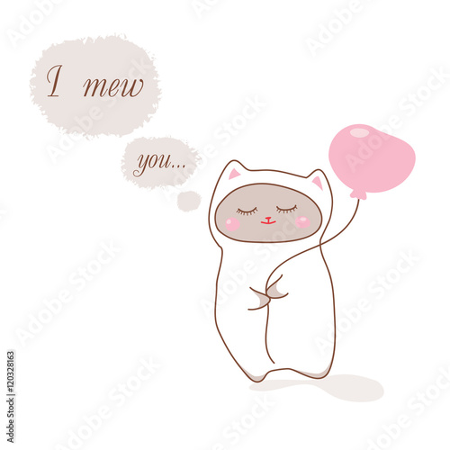 card valentine love confession, I love you, I mew you