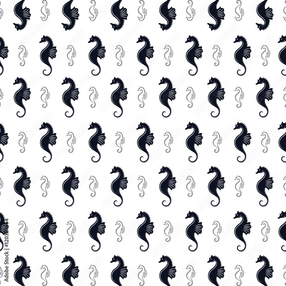 Fototapeta premium The pattern of seahorses. seamless background with marine animals. vector illustration